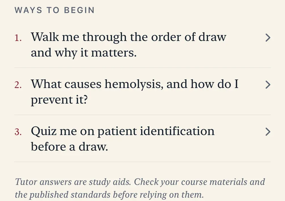 The Tutor chapter with suggested questions and the study-aid note